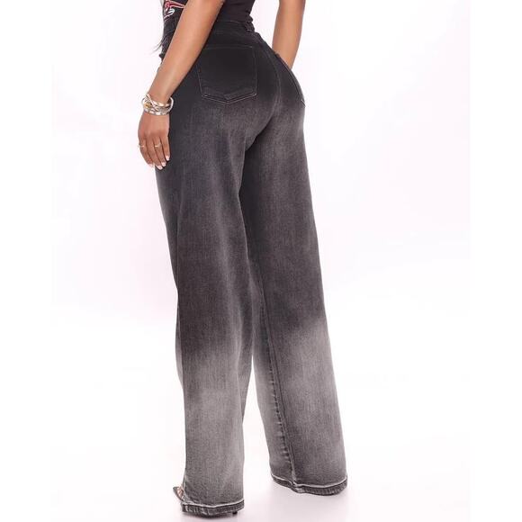 Fashion Nova Wide Leg Jeans Ombre Slit Juniors 13 - Picture 9 of 9